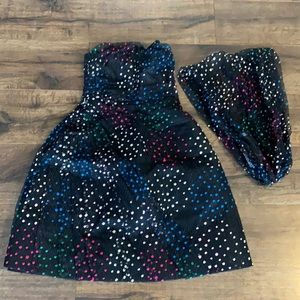 NWT Monique Lhuillier strapless polka dot embroidered lace dress